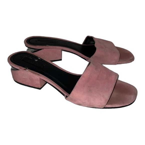 Alexander Wang Lou Pink Suede Slide Sandals - Picture 1 of 10